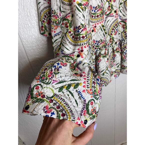 CYNTHIA ROWLEY Silk Floral Babydoll Mini Dress US 4 - Picture 13 of 16